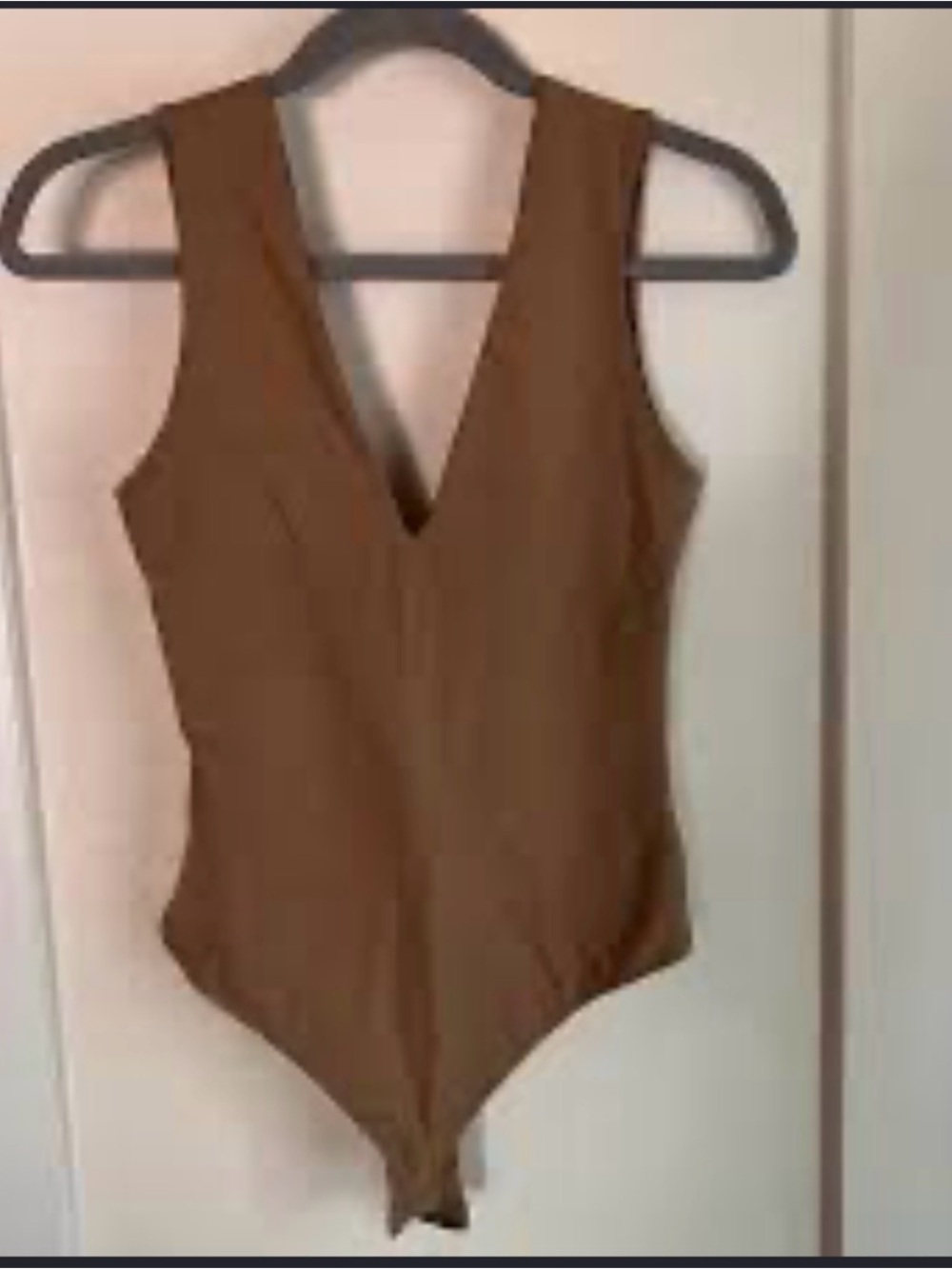 Free People Brown V-Neck Bodysuit